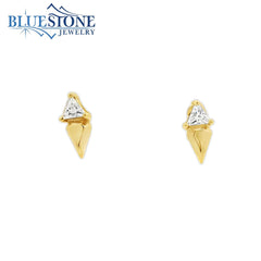 Gold Plated Triangle Cubic Zirconia Stud Earrings