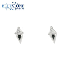 Silver Triangle Cubic Zirconia Stud Earrings