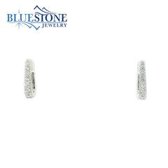 Silver Oval Huggie Earrings With Cubic Zirconias