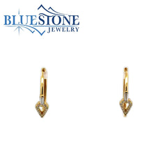 Gold Geometric Hoop Earrings with Cubic Zirconia's - 3/4"