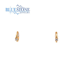 Silver Yellow Gold Plated Huggie Hoop Earrings with Cubic Zirconias