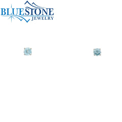 14 Karat Yellow Gold Aquamarine Stud Earrings