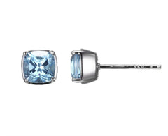 Silver Stud Earrings with Blue Topaz Gemstones