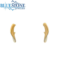 14KT Yellow Gold Bend Drop Earrings With Diamonds