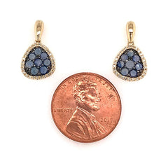 14 Karat Yellow Gold Earrings with Rose Cut Blue Sapphires and Diamonds