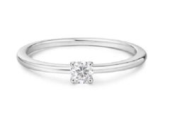 Sterling Silver and Rhodium Plated Simple Solitaire CZ Ring- Sz. 8.25
