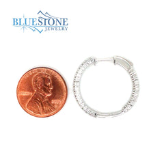 14kt White Gold Lab Diamond Hoop Earrings- 1.00ct Total Weight