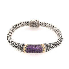 Silver & Gold Bracelet with Rhodalite Garnets