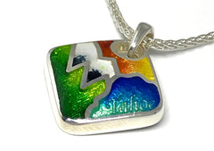 Fine Silver Enamel Lake Tahoe Pendant named the "Sky, Mountain, Tree,