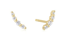 Silver and 14K Gold Plated Cascading CZ's Stud Earrings