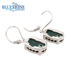 Silver Reversible Chrysocolla Lake Tahoe/Bear Earrings