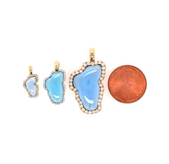 Small 14 Karat Yellow Gold Lake Tahoe Outline Pendant with a 0.95 Cara