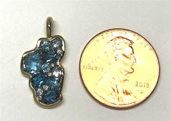 14 Karat Yellow Gold Lake Tahoe Pendant with London Blue Topaz, Sky Bl