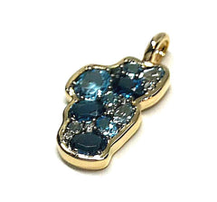 14 Karat Yellow Gold Lake Tahoe Pendant with London Blue Topaz, Sky Bl