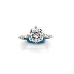 Platinum engagement ring with 2.07ct center and accent diamonds