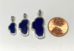 Medium Sterling Silver Lake Tahoe Pendant with Lapis. Measures approxi