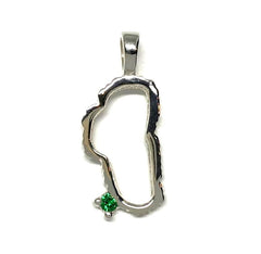 Large 14 Karat White Gold Lake Tahoe Outline Pendant with One 2.5mm Ro