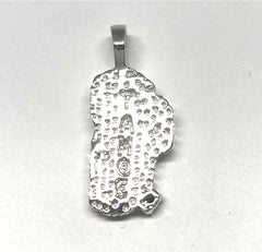 Large Sterling Silver Lake Tahoe Pendant with Turquoise & Chatham Emer
