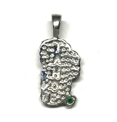 Medium Sterling Silver Lake Tahoe Pendant with Lapis & Chatham Emerald