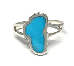 Medium Silver Lake Tahoe Ring w/ Turquoise - Sz. 7
