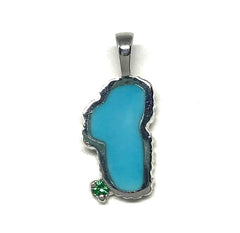 Medium Sterling Silver Lake Tahoe Pendant with Turquoise & Synthetic E