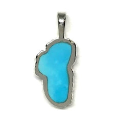 Medium Sterling Silver Lake Tahoe Pendant with Turquoise.
Measures ap