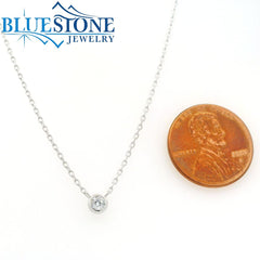 Silver Solitaire Necklace- 18 Inches