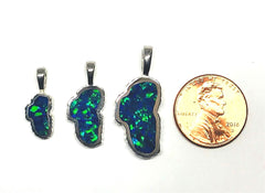 Medium Sterling Silver Lake Tahoe Pendant with Lab Grown Opal.
Measur
