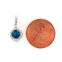 14KWG Pendant w/ London Blue Topaz & Diamonds