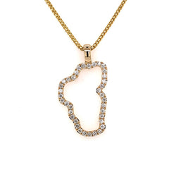 Extra Large 14 Karat Yellow Gold Lake Tahoe Diamond Outline Pendant