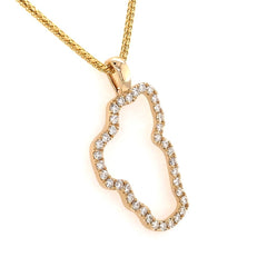 Extra Large 14 Karat Yellow Gold Lake Tahoe Diamond Outline Pendant