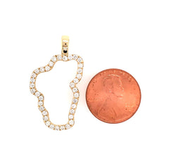 Extra Large 14 Karat Yellow Gold Lake Tahoe Diamond Outline Pendant