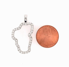 Extra Large 14 Karat White Gold Lake Tahoe Diamond Outline Pendant wit