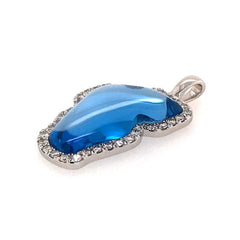 Extra Large 14 Karat White Gold Lake Tahoe Outline Pendant with a 9.47