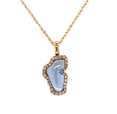 Small 14 Karat Yellow Gold Lake Tahoe Outline Pendant with a 0.95 Cara