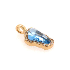 Small 14 Karat Yellow Gold Lake Tahoe Outline Pendant with a 0.95 Cara