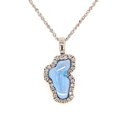 Small 14 Karat White Gold Lake Tahoe Outline Pendant with a 0.95 Carat