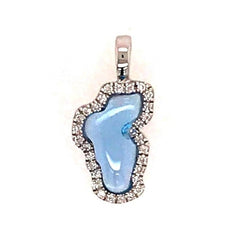 Small 14 Karat White Gold Lake Tahoe Outline Pendant with a 0.95 Carat