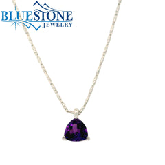 14 Karat White Gold 8.7mm Trillion Cut Amethyst Simple Pendant.
1.53
