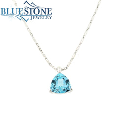 14 Karat White Gold Blue Topaz Pendant