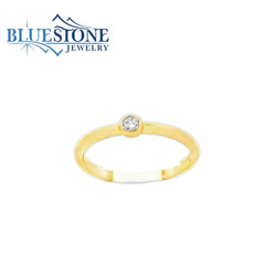 Gold Plated Cubic Zirconia Solitaire Ring- Sz. 8.25