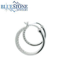 Sterling Silver Hoops w/ Hidden Cubic Zirconias - 0.75"