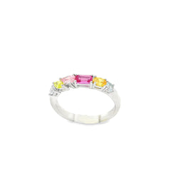 Sterling Silver Color Stone Cluster Ring - Sz. 8