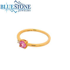 14 Karat Yellow Gold Pink Sapphire And Diamond Ring - Sz. 6.75