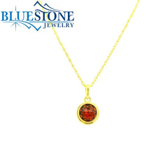 Gold Plated Necklace With Garnet - 18"