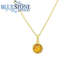 Gold Plated Necklace With Citrine - 18"
