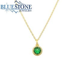 Gold Plated Necklace With LAB-Grown Green Garnet- 18"