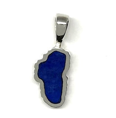 Small 14 Karat White Gold Pendant with a Lake Tahoe Shaped Lapis
MEAS