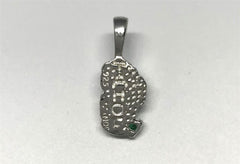 Small Sterling Silver Lake Tahoe Pendant with Lapis & Chatham Emerald.