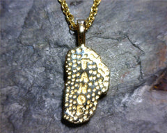 Large 14 Karat Yellow Gold Pendant with a Lake Tahoe Shaped Turquoise.